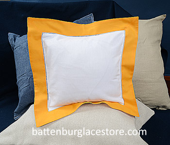 Pillow Sham Cover 26x26in.Square.White with Apricot color border - Click Image to Close